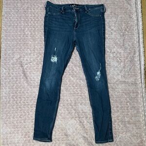 Hollister Dark Blue Distressed Skinny Jeans